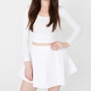 American Apparel White Denim Circle Mini Skirt